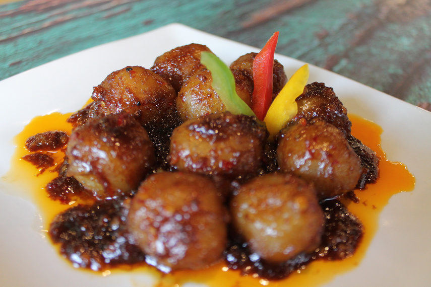 Meal cilok Indonesian traditional food hot chili seasoning